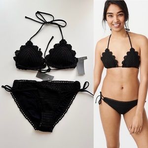 NWT ABERCROMBIE Crochet Triangle Swim Top & Bottom Bikini Set S